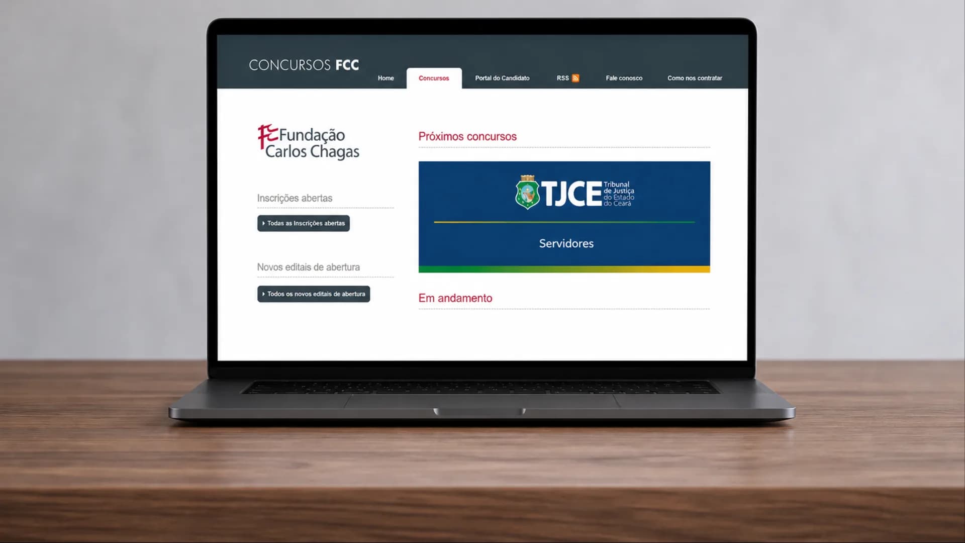 Concurso TJ CE 2026 já aparece no site da FCC e reforça edital iminente